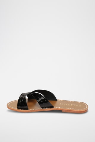 Sandalias de piel de charol - Negro