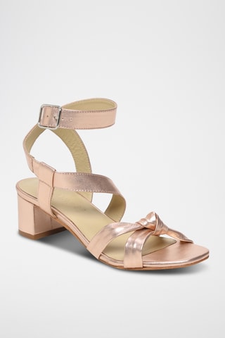 Sandalias de piel ovina napa de tacón - Rosa dorado