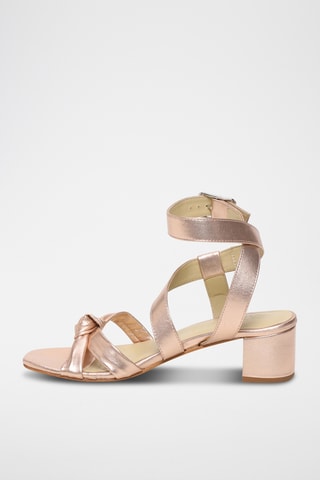 Sandalias de piel ovina napa de tacón - Rosa dorado