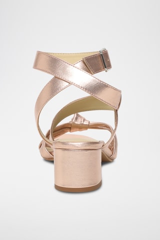 Sandalias de piel ovina napa de tacón - Rosa dorado