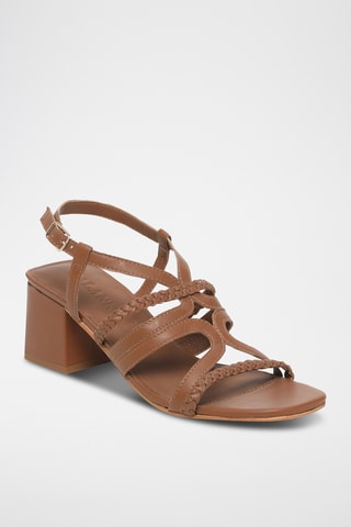 Sandalias de piel ovina napa de tacón - Camel