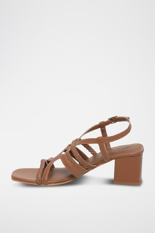 Sandalias de piel ovina napa de tacón - Camel