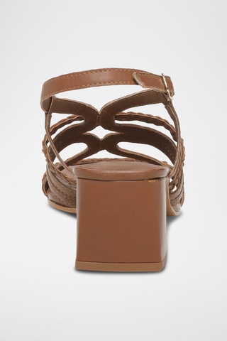 Sandalias de piel ovina napa de tacón - Camel