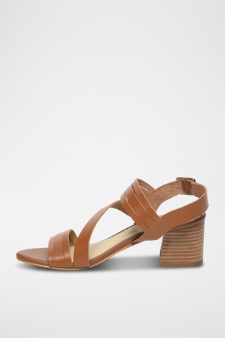 Sandalias de piel de tacón - Camel