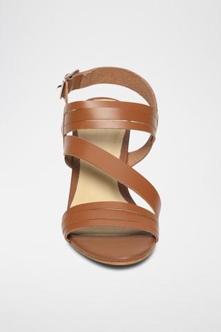Sandalias de piel de tacón - Camel