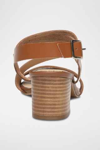 Sandalias de piel de tacón - Camel