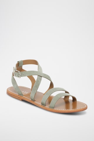 Sandalias de piel caprina nobuk - Caqui