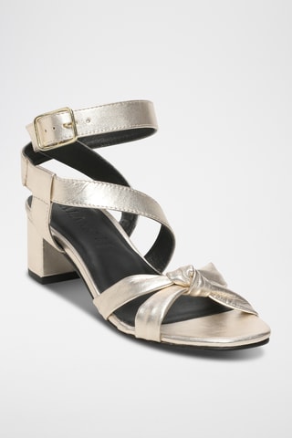 Sandalias de piel ovina napa de tacón - Dorado