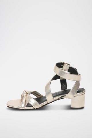 Sandalias de piel ovina napa de tacón - Dorado