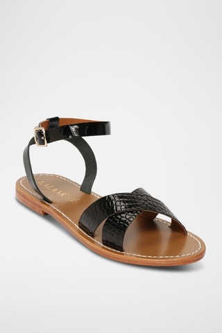 Sandalias de piel de charol - Negro