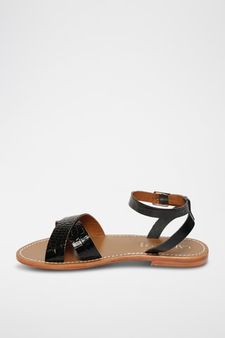 Sandalias de piel de charol - Negro