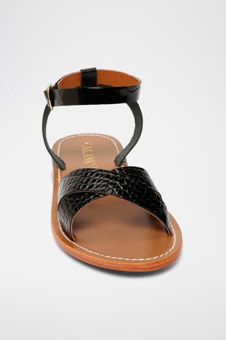 Sandalias de piel de charol - Negro