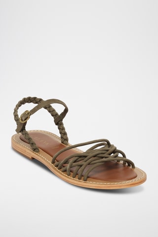 Sandalias de piel caprina nobuk - Verde claro
