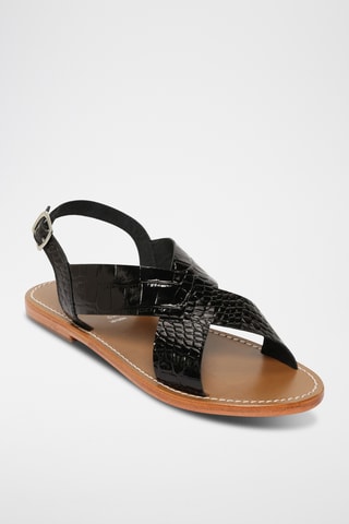 Sandalias de piel de charol - Negro