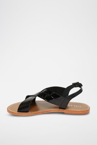 Sandalias de piel de charol - Negro