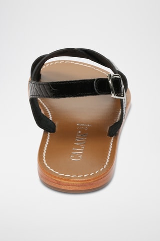 Sandalias de piel de charol - Negro