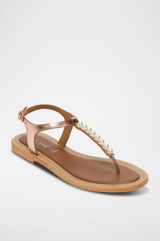 Sandalias de piel caprina - Rosa dorado