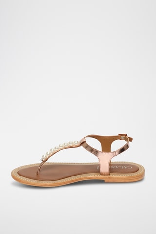 Sandalias de piel caprina - Rosa dorado
