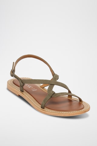 Sandalias de piel caprina nobuk - Verde claro