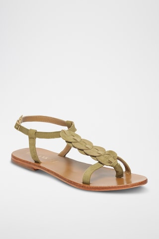 Sandalias de piel caprina nobuk - Verde claro