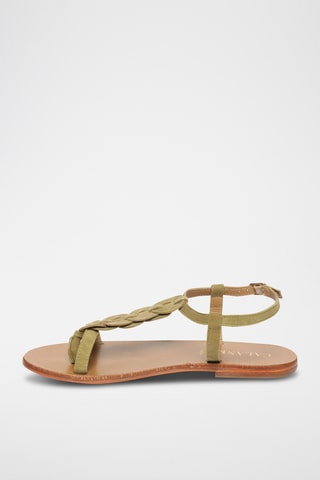 Sandalias de piel caprina nobuk - Verde claro