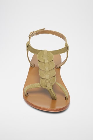 Sandalias de piel caprina nobuk - Verde claro