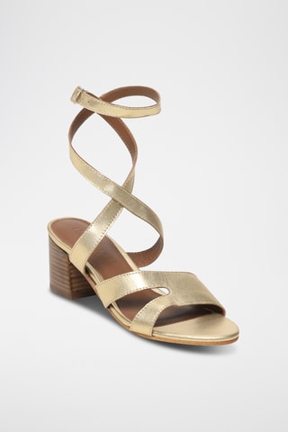 Sandalias de piel caprina de tacón - Dorado