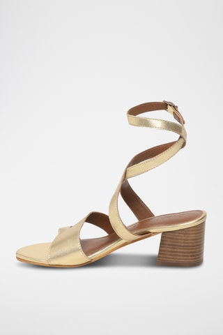 Sandalias de piel caprina de tacón - Dorado