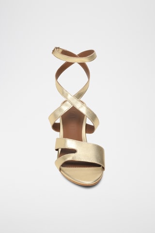 Sandalias de piel caprina de tacón - Dorado