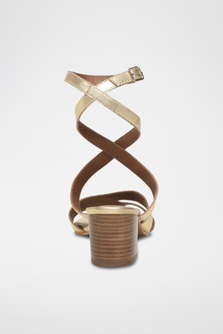 Sandalias de piel caprina de tacón - Dorado