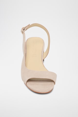 Sandalias de piel caprina nobuk de tacón - Beige claro