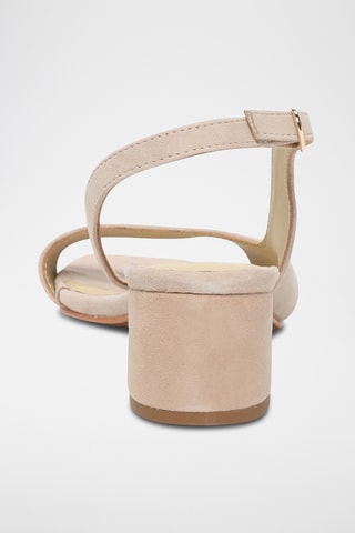Sandalias de piel caprina nobuk de tacón - Beige claro