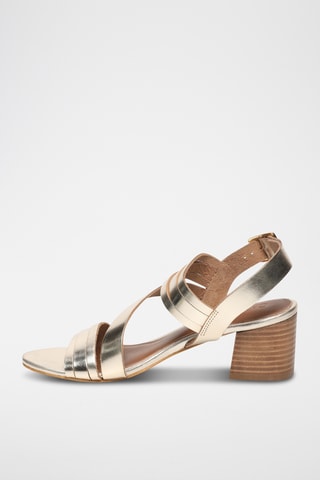 Sandalias de piel de tacón - Dorado