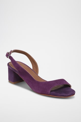 Sandalias de piel caprina nobuk de tacón - Verde