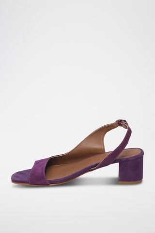 Sandalias de piel caprina nobuk de tacón - Verde