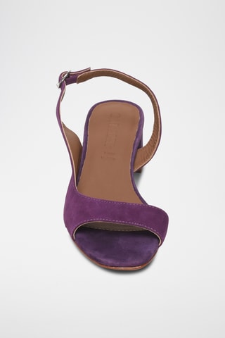 Sandalias de piel caprina nobuk de tacón - Verde