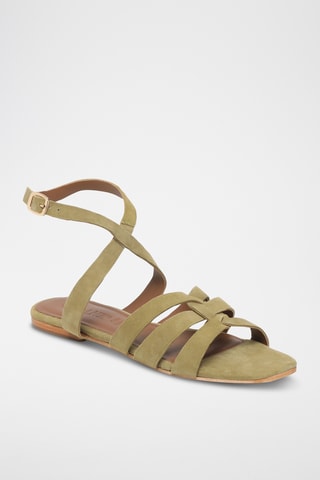 Sandalias de piel caprina nobuk - Verde claro