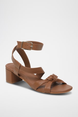Sandalias de piel ovina napa de tacón - Camel