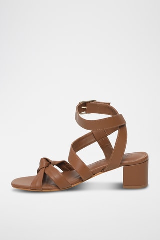 Sandalias de piel ovina napa de tacón - Camel