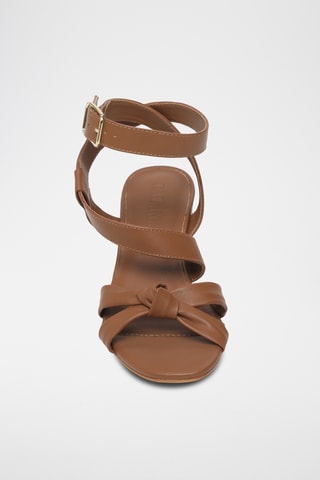 Sandalias de piel ovina napa de tacón - Camel
