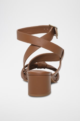 Sandalias de piel ovina napa de tacón - Camel