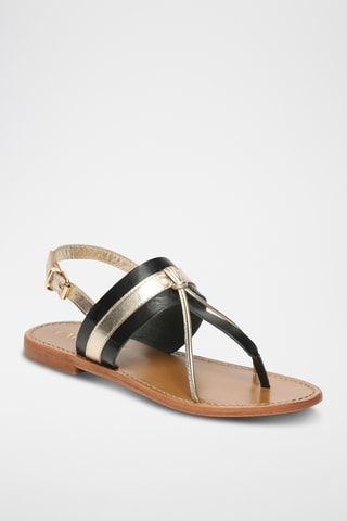 Sandalias de piel - Negro y dorado