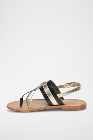 Sandalias de piel - Negro y dorado
