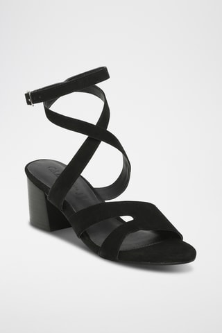 Sandalias de piel caprina nobuk de tacón - Negro