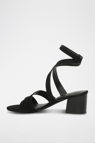 Sandalias de piel caprina nobuk de tacón - Negro