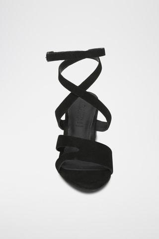 Sandalias de piel caprina nobuk de tacón - Negro