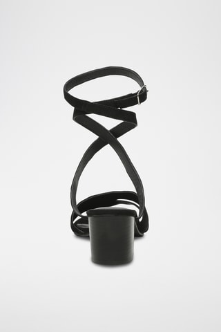 Sandalias de piel caprina nobuk de tacón - Negro