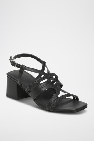 Sandalias de piel ovina napa de tacón - Negro
