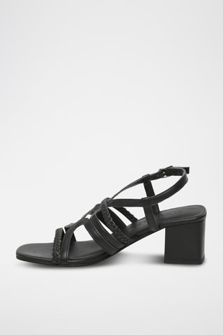Sandalias de piel ovina napa de tacón - Negro