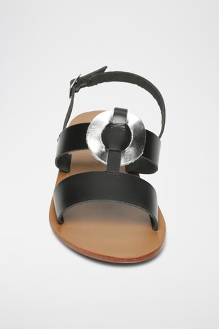 Sandalias de piel - Negro y plateado